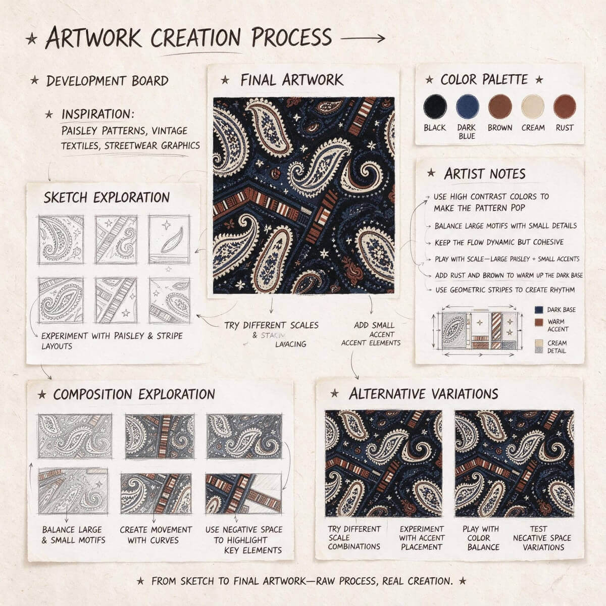 Paisley Rewired in Navy and Rust
