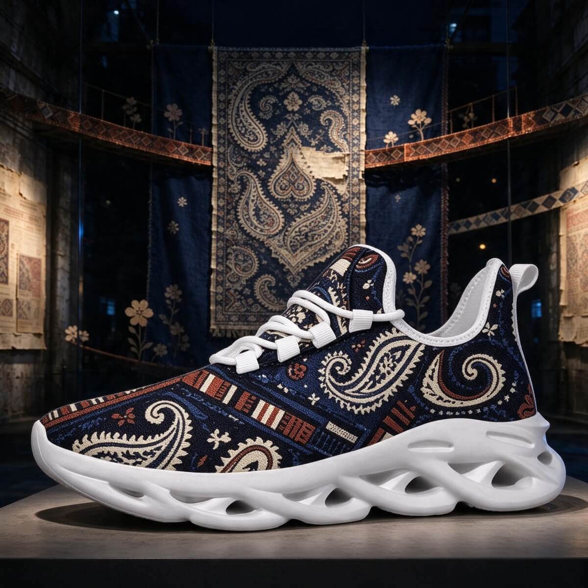 Paisley Rewired in Navy and Rust
