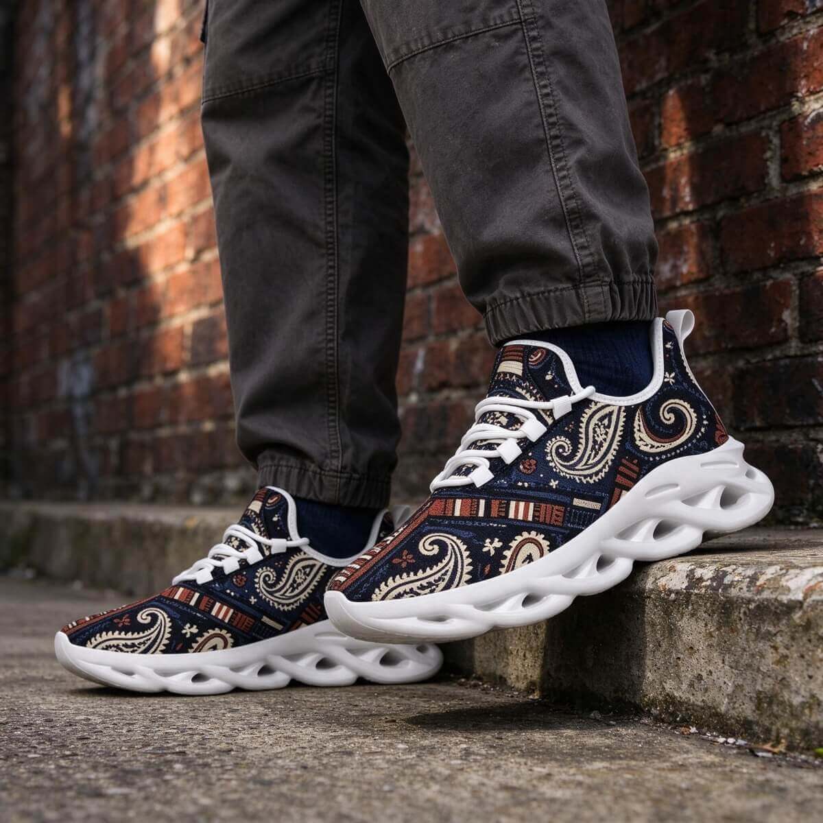 Paisley Rewired in Navy and Rust