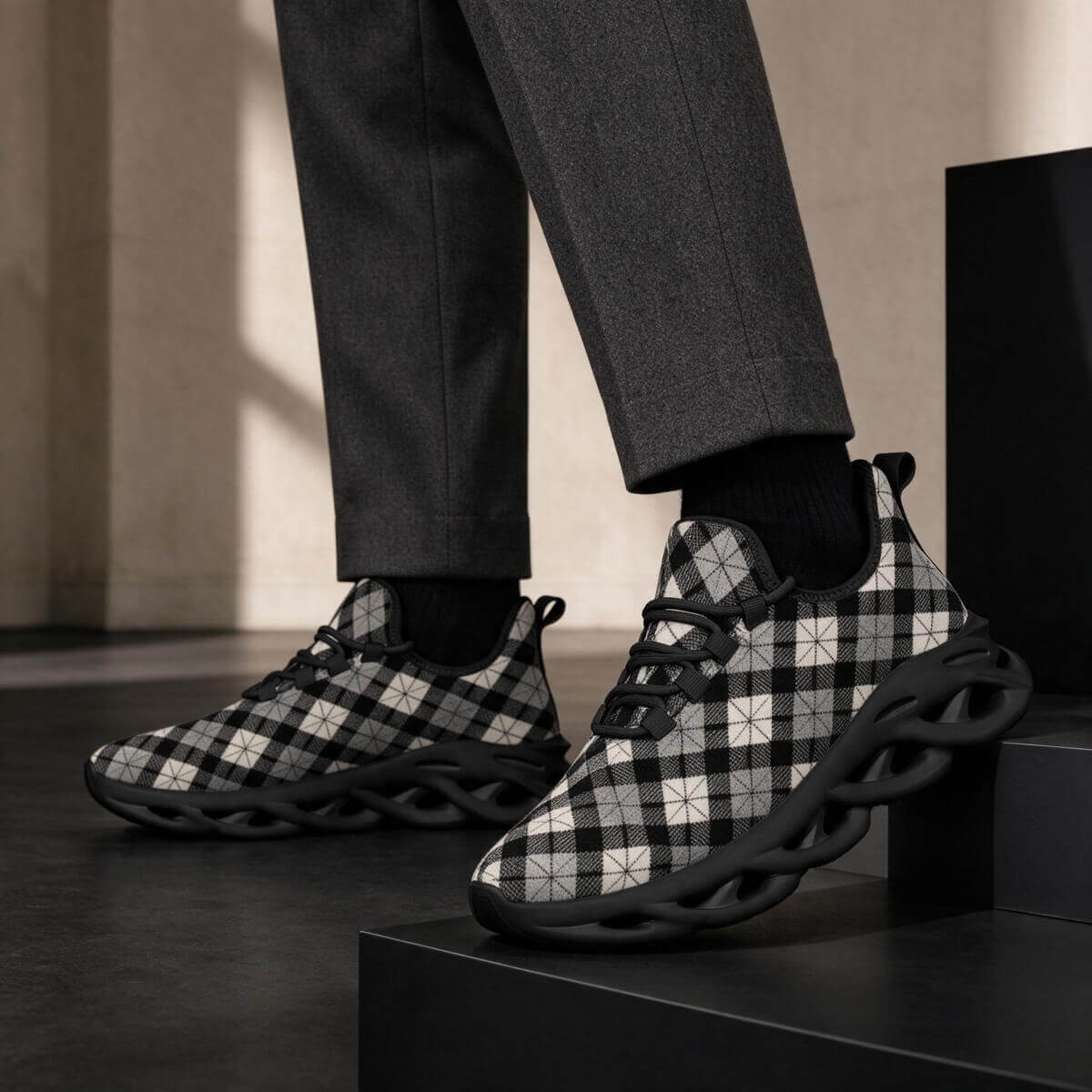 Quiet Authority, Woven in Monochrome Argyle