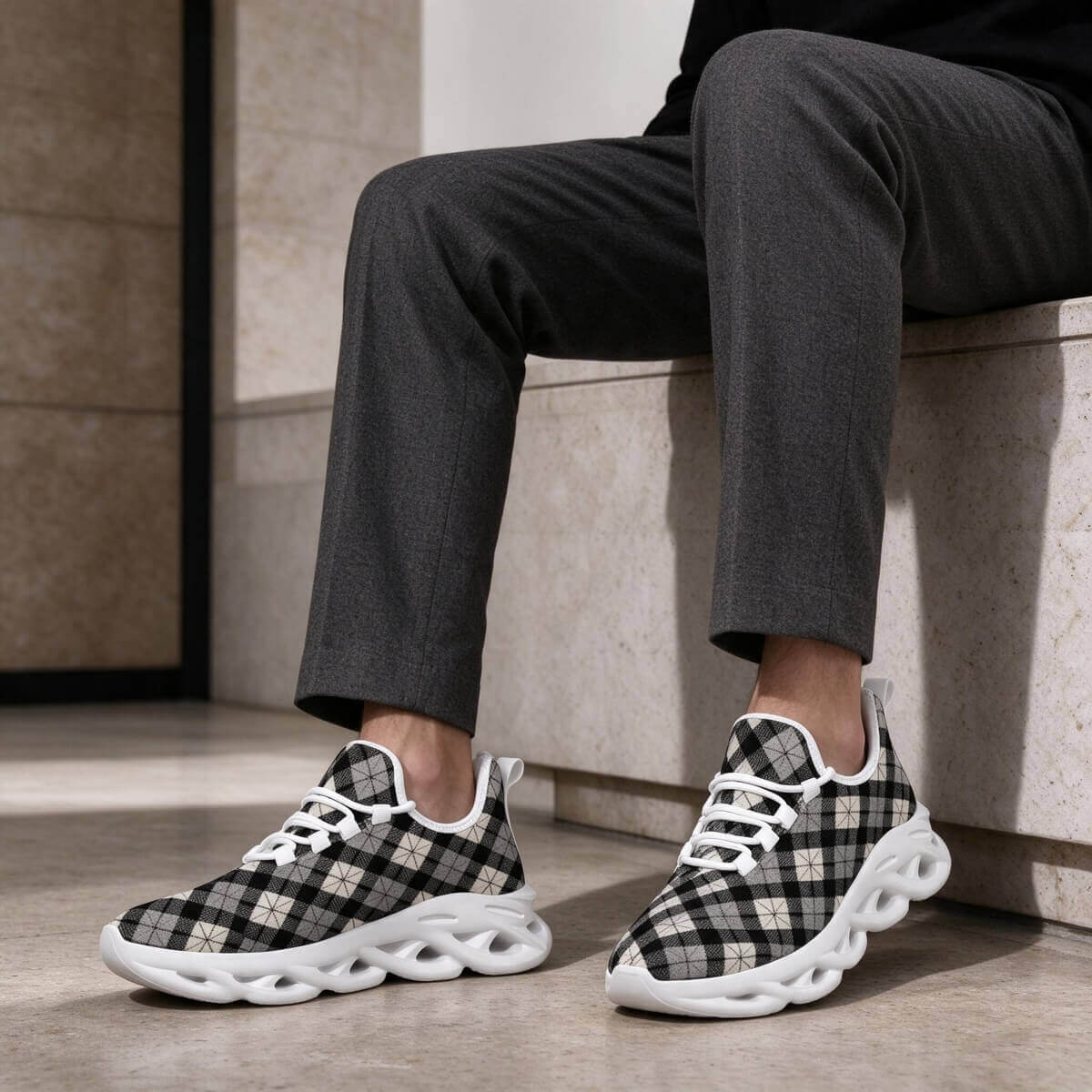 Quiet Authority, Woven in Monochrome Argyle