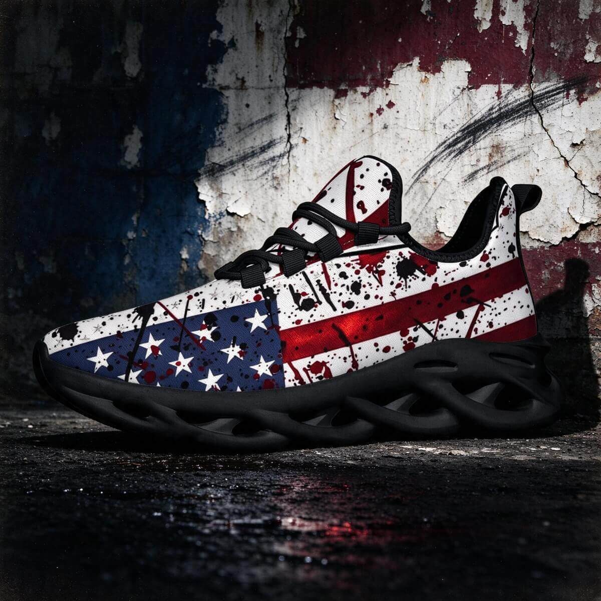 Red Stripes, Rebel Stars in Splattered Blue