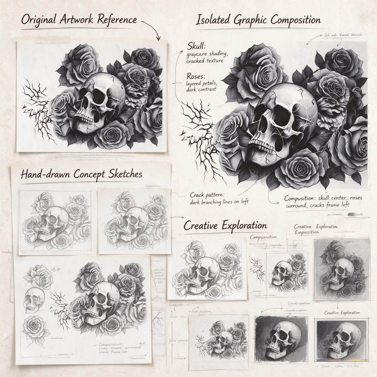 Skull Among Roses, Where Beauty Refuses to Fade