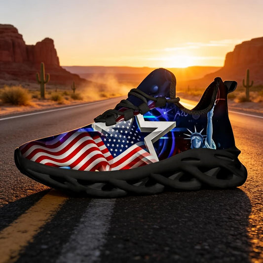 Americana Stars Liberty Glow Custom Sneaks Channeling Patriotic Street Art