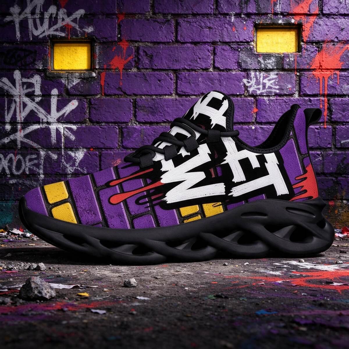 Electric Tag on a Purple Brick Wall