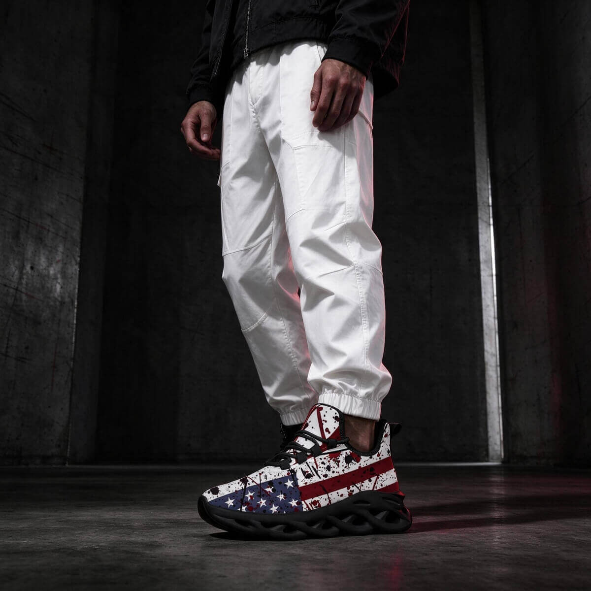 Red Stripes, Rebel Stars in Splattered Blue
