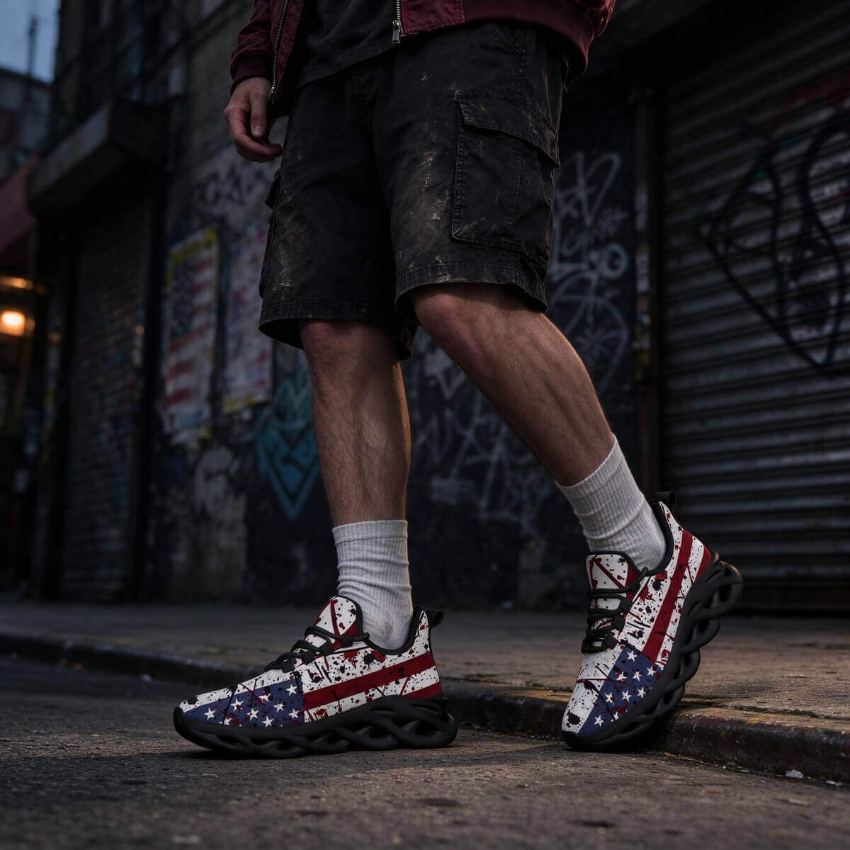Red Stripes, Rebel Stars in Splattered Blue