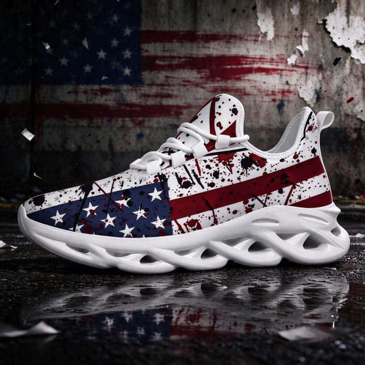 Red Stripes, Rebel Stars in Splattered Blue