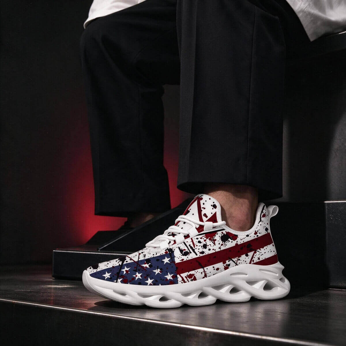 Red Stripes, Rebel Stars in Splattered Blue