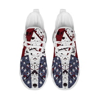Red Stripes, Rebel Stars in Splattered Blue