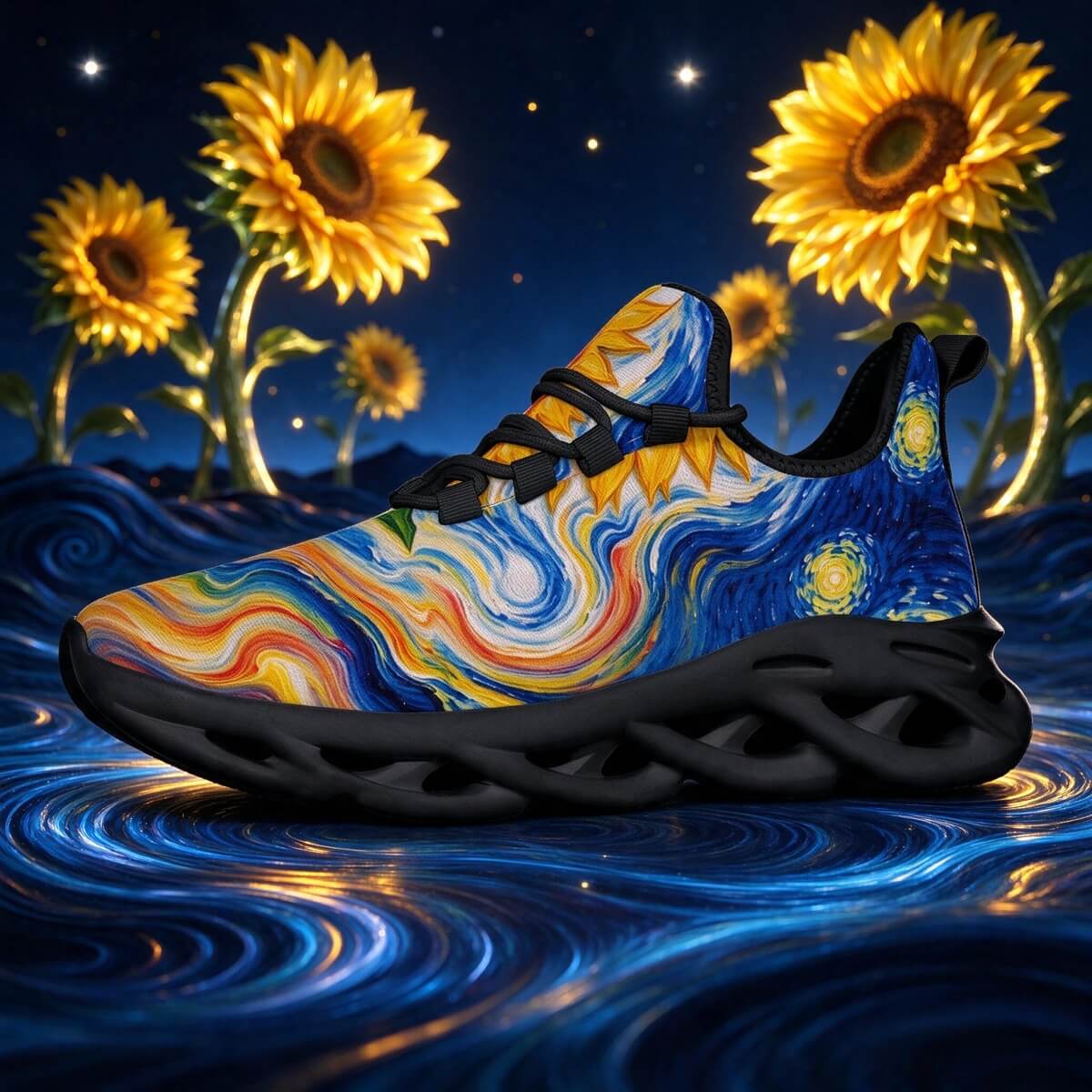 Sunflower Gold in the Starry Night