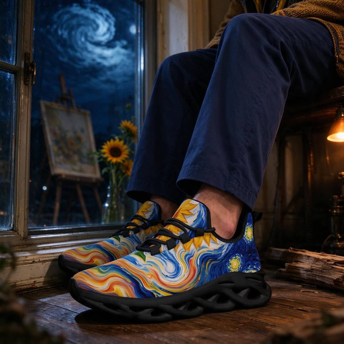 Sunflower Gold in the Starry Night