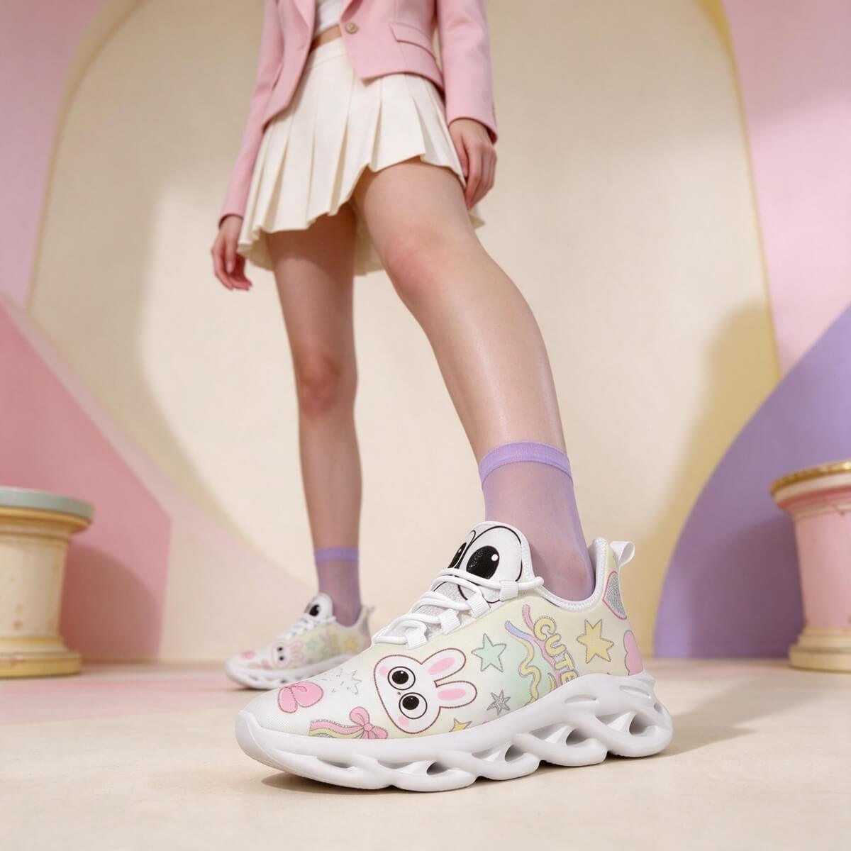Wide-Eyed Bunny in a Pastel Daydream